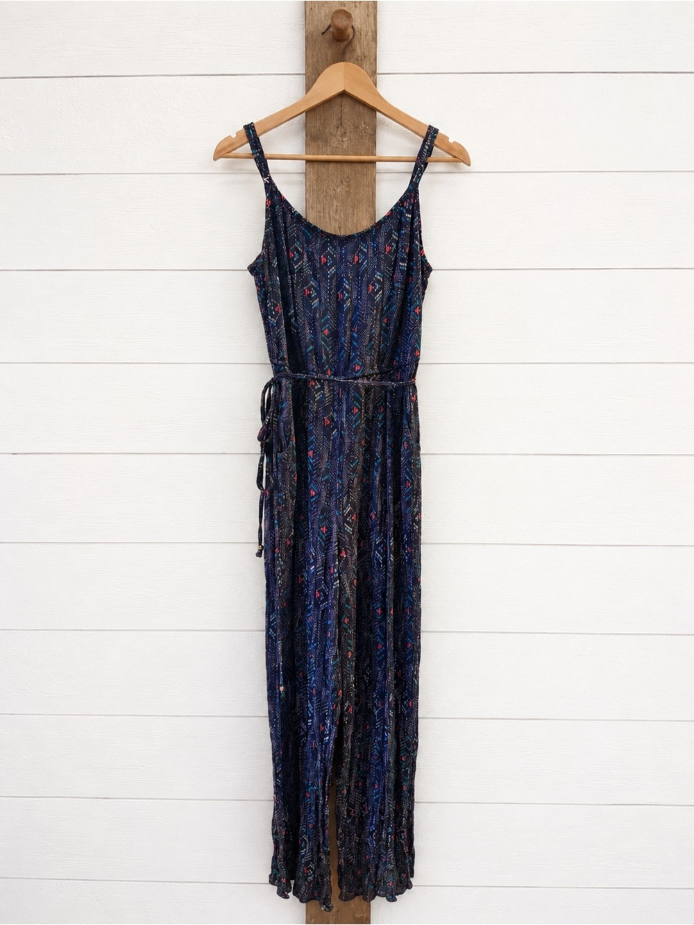 🖤 Lily Rose Navy Multicolor Printed Spaghetti-Strap Maxi Dress